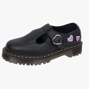 Dr. Martens Black Platform Shoes with Purple Heart Accents
